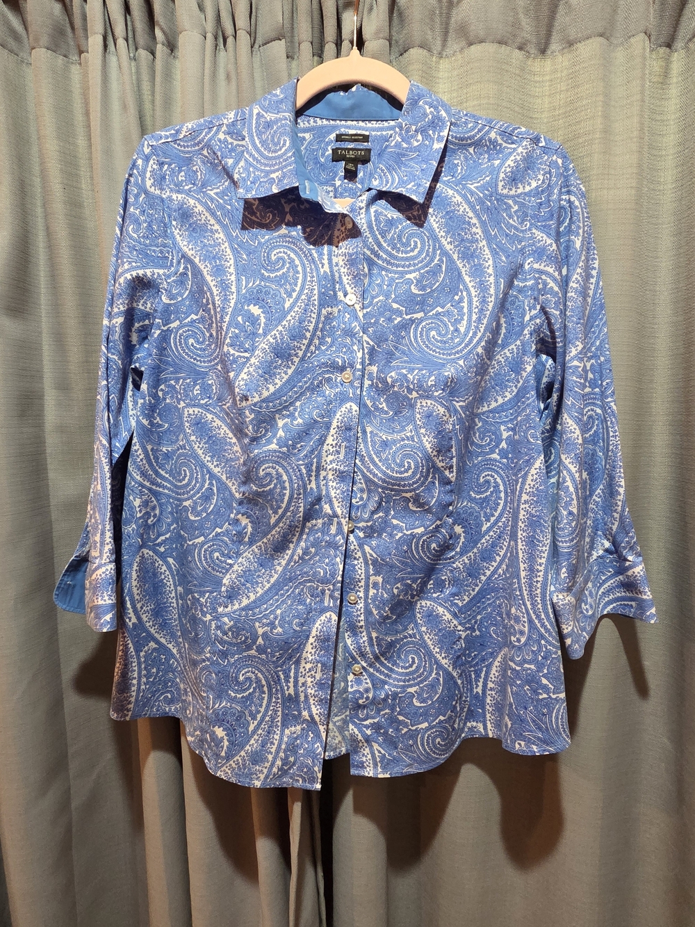 Talbots Blue Paisley Button-Up Shirt